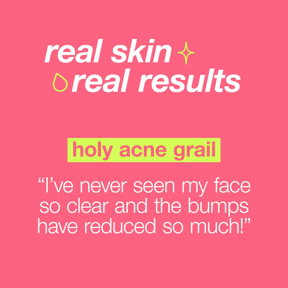 Advertisement for breakout clearing foaming  wash with text on a pink background