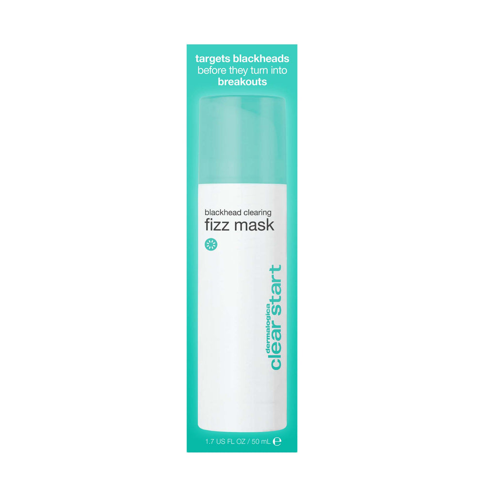Clear Start blackhead clearing fizz mask packaging on a white background